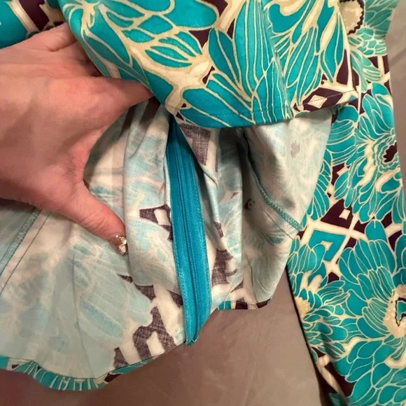 Etcetera by Carlisle Teal/White Floral Long sleeve Button Blouse Size 12/Large - Picture 5 of 13